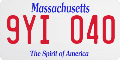 MA license plate 9YI040