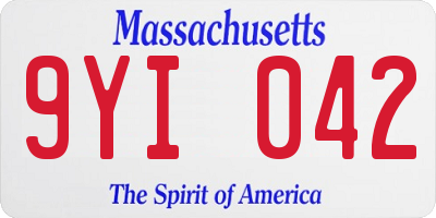 MA license plate 9YI042
