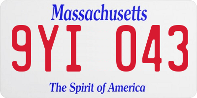 MA license plate 9YI043