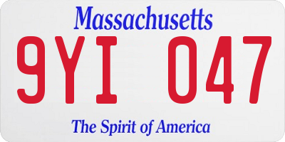 MA license plate 9YI047