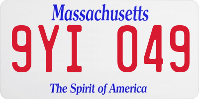 MA license plate 9YI049