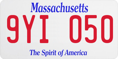 MA license plate 9YI050