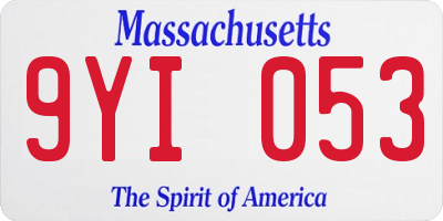 MA license plate 9YI053