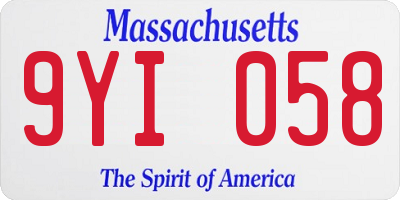 MA license plate 9YI058