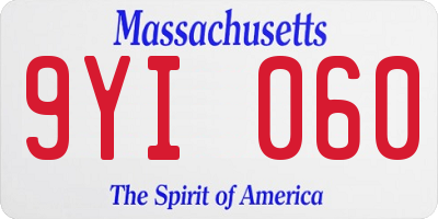 MA license plate 9YI060