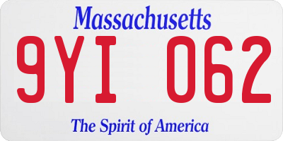 MA license plate 9YI062