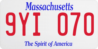 MA license plate 9YI070