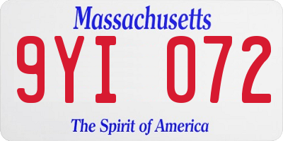 MA license plate 9YI072