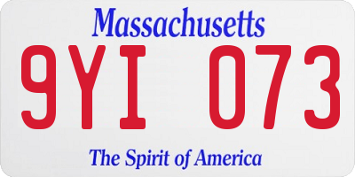 MA license plate 9YI073