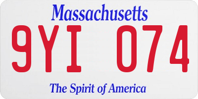 MA license plate 9YI074