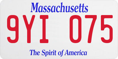 MA license plate 9YI075