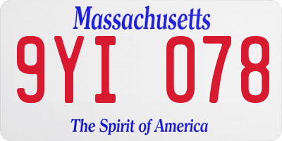 MA license plate 9YI078