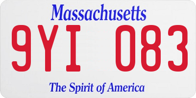MA license plate 9YI083