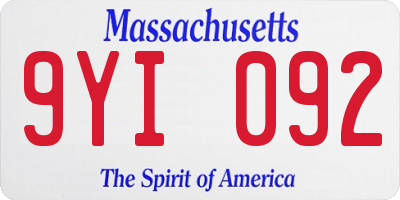 MA license plate 9YI092