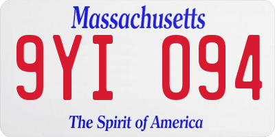 MA license plate 9YI094