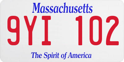MA license plate 9YI102