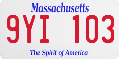 MA license plate 9YI103