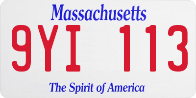 MA license plate 9YI113