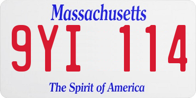 MA license plate 9YI114