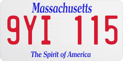 MA license plate 9YI115