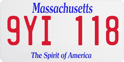 MA license plate 9YI118