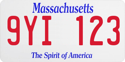 MA license plate 9YI123