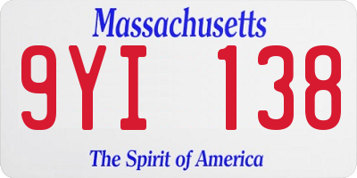 MA license plate 9YI138