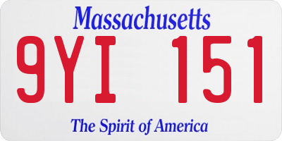 MA license plate 9YI151