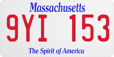 MA license plate 9YI153
