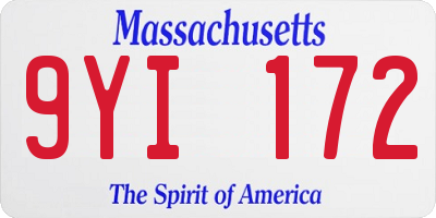 MA license plate 9YI172