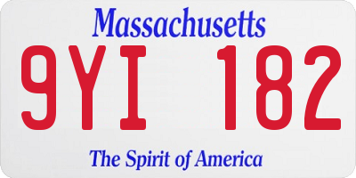 MA license plate 9YI182