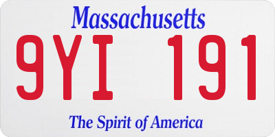 MA license plate 9YI191
