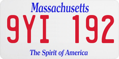 MA license plate 9YI192