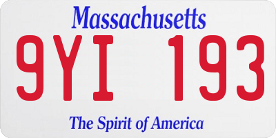 MA license plate 9YI193