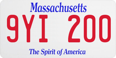MA license plate 9YI200