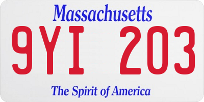 MA license plate 9YI203