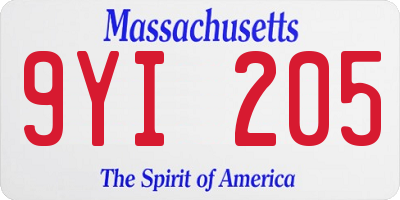 MA license plate 9YI205