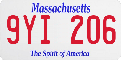 MA license plate 9YI206