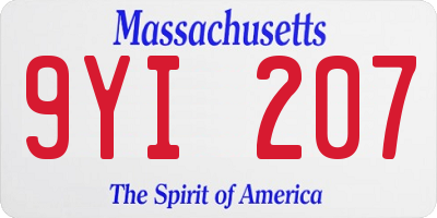 MA license plate 9YI207