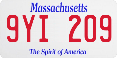 MA license plate 9YI209