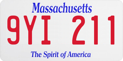 MA license plate 9YI211
