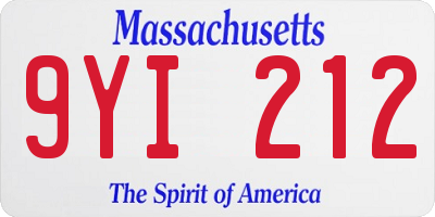 MA license plate 9YI212