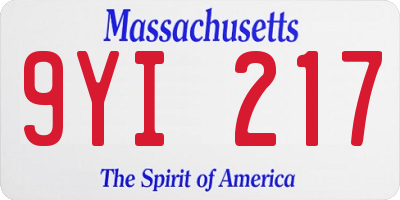 MA license plate 9YI217