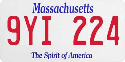 MA license plate 9YI224
