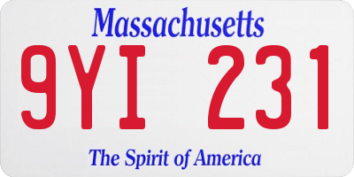 MA license plate 9YI231
