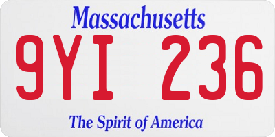 MA license plate 9YI236