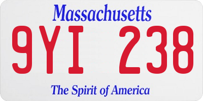 MA license plate 9YI238