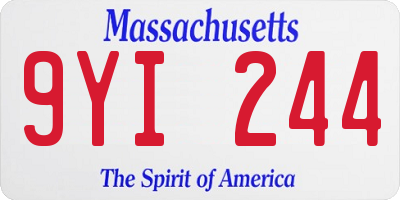MA license plate 9YI244