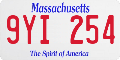 MA license plate 9YI254