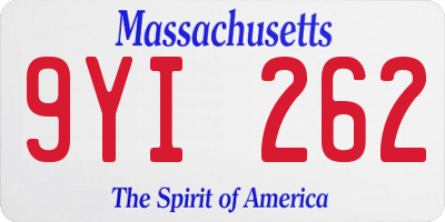 MA license plate 9YI262